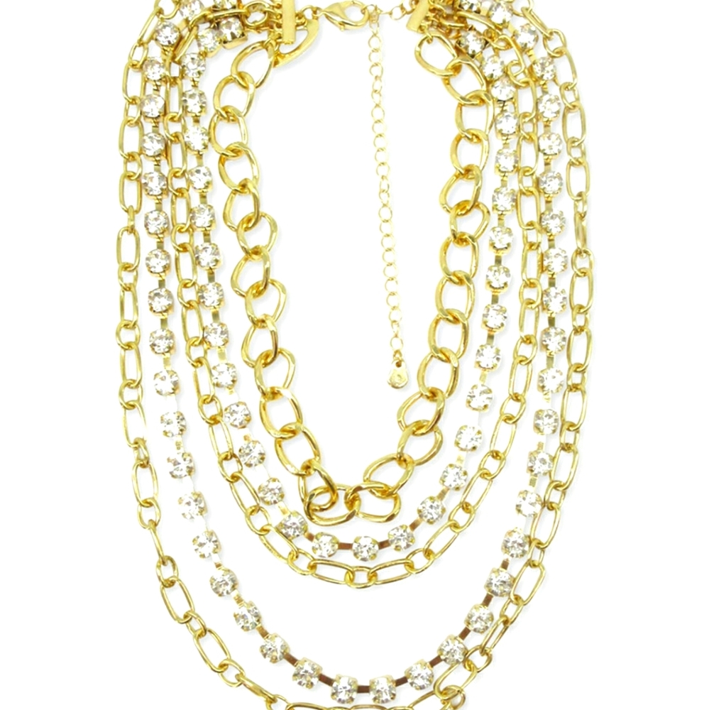 INC GOLD TONE LAYERED NECKLACE 18" NWT